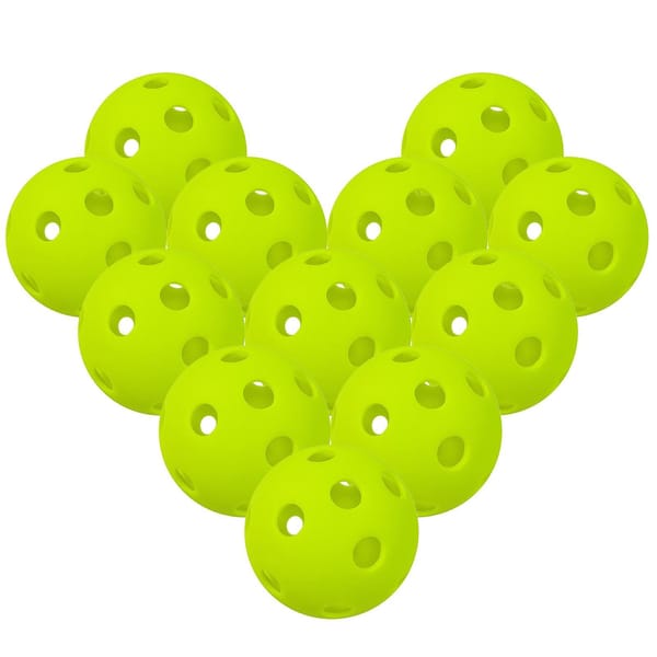 Indoor Pickleballs — 12-Pack, 26-Hole Fluorescent Green