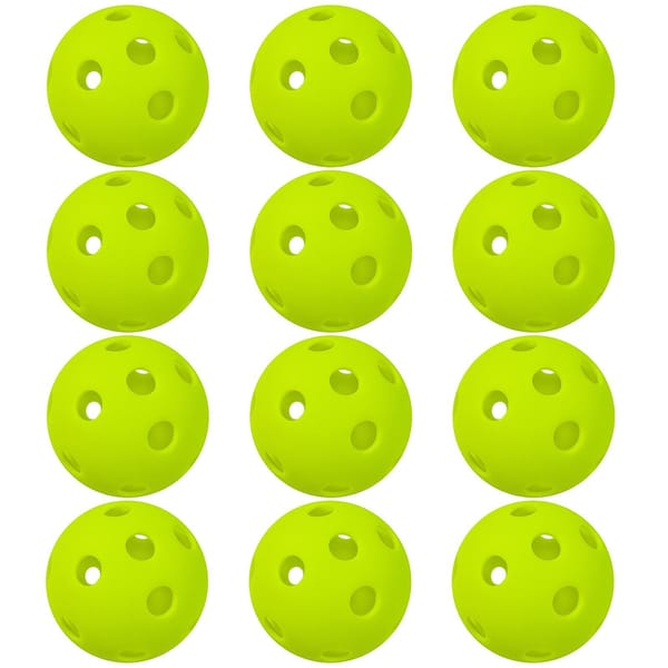 Indoor Pickleballs — 12-Pack, 26-Hole Fluorescent Green