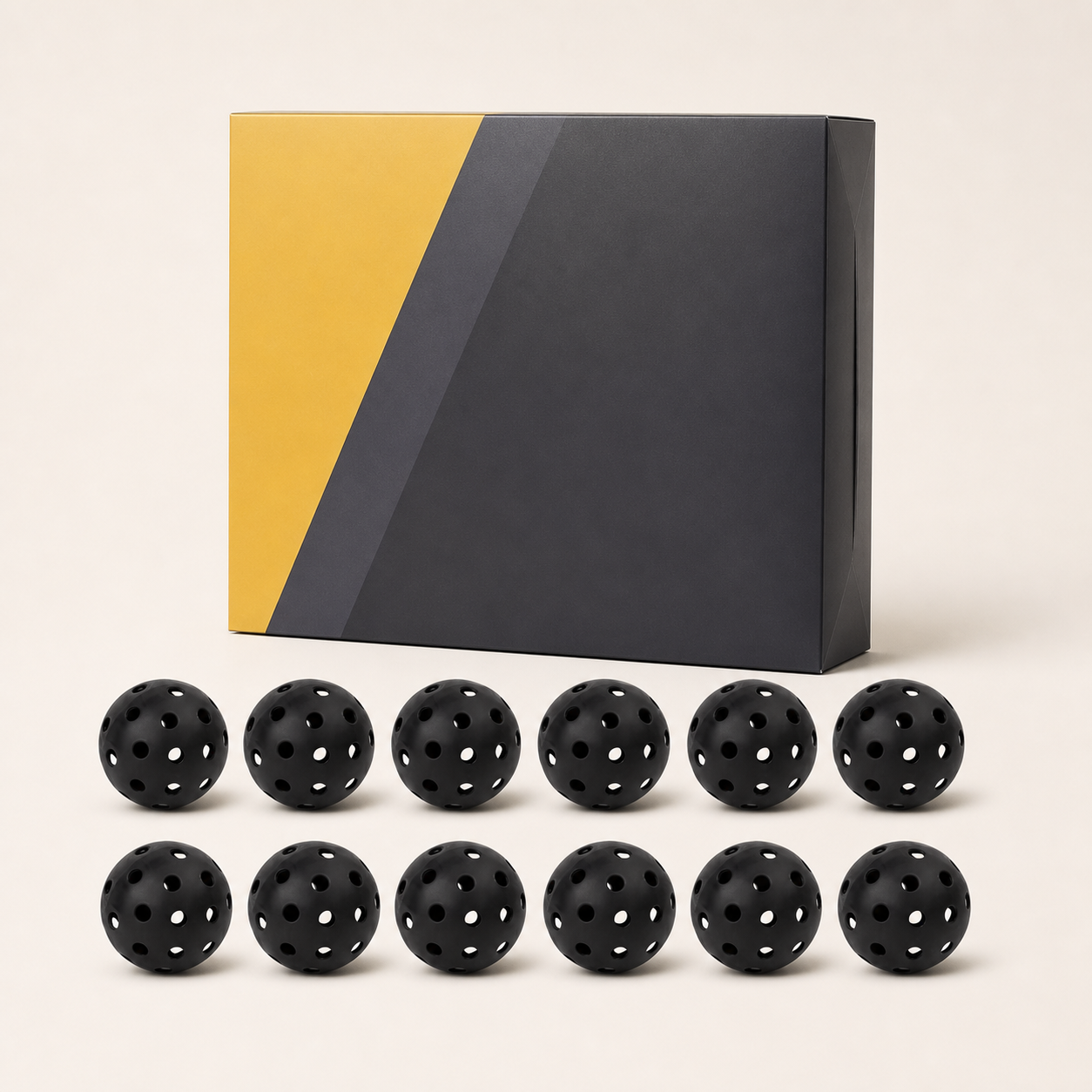 Black 12-Pack Outdoor Pickleballs — 40-Hole Training Balls