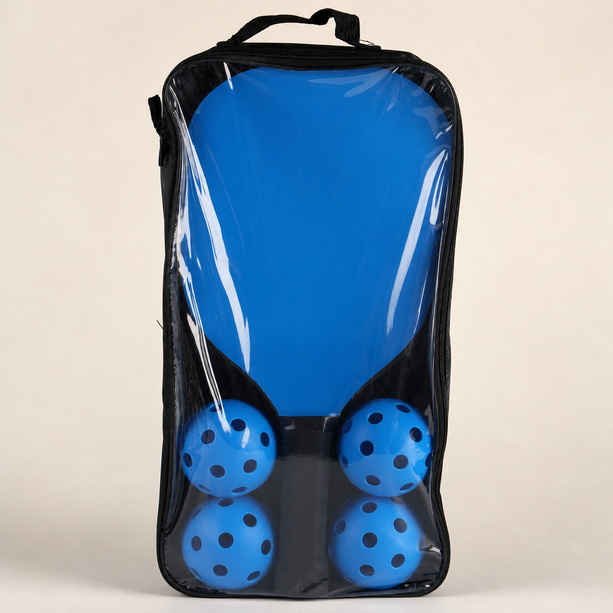 Blue Wooden Pickleball Starter Set — 2 Paddles, 4 Balls & Carry Bag