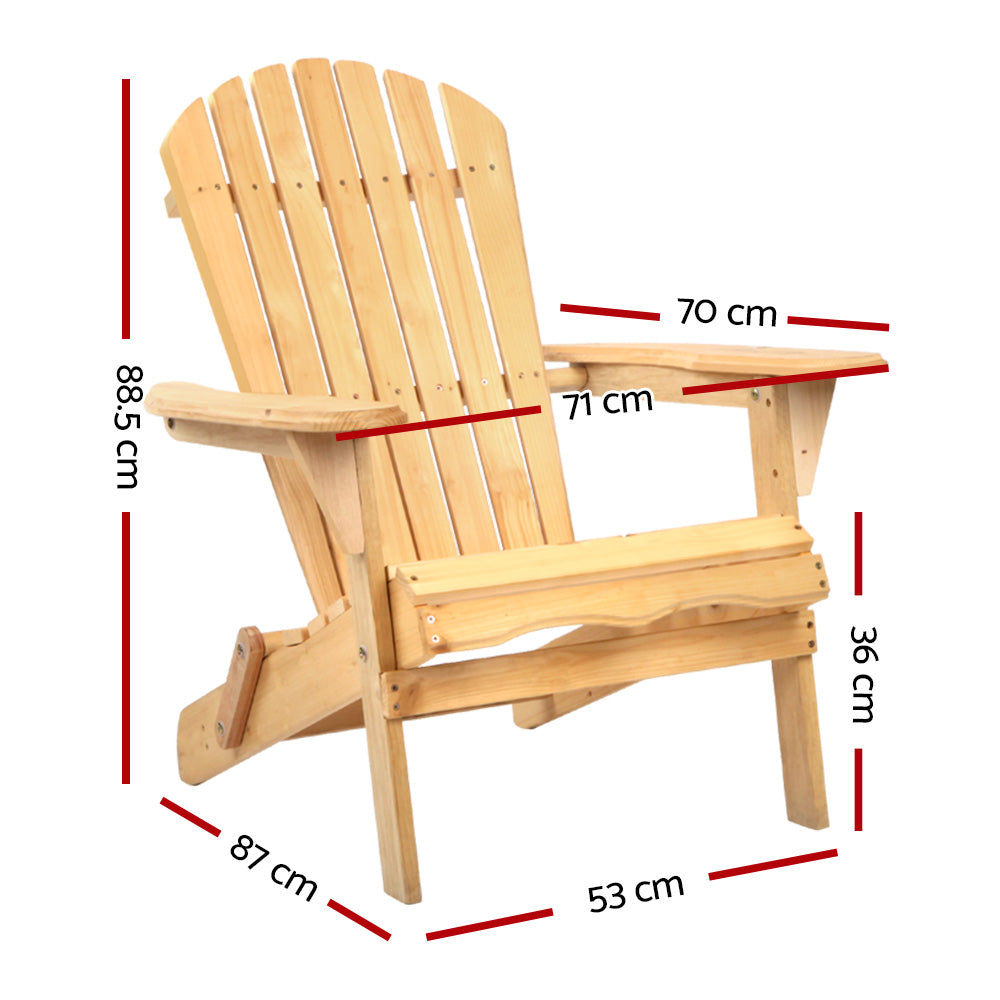 Adirondack chair dimension diagram: 87 cm deep, 71 cm wide and 88.5 cm high.