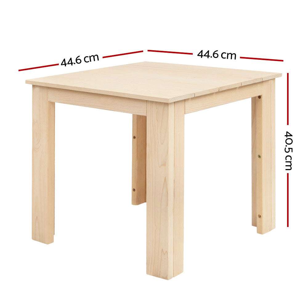 Side table dimensions: 44.6 cm wide, 44.6 cm deep and 40.5 cm high.
