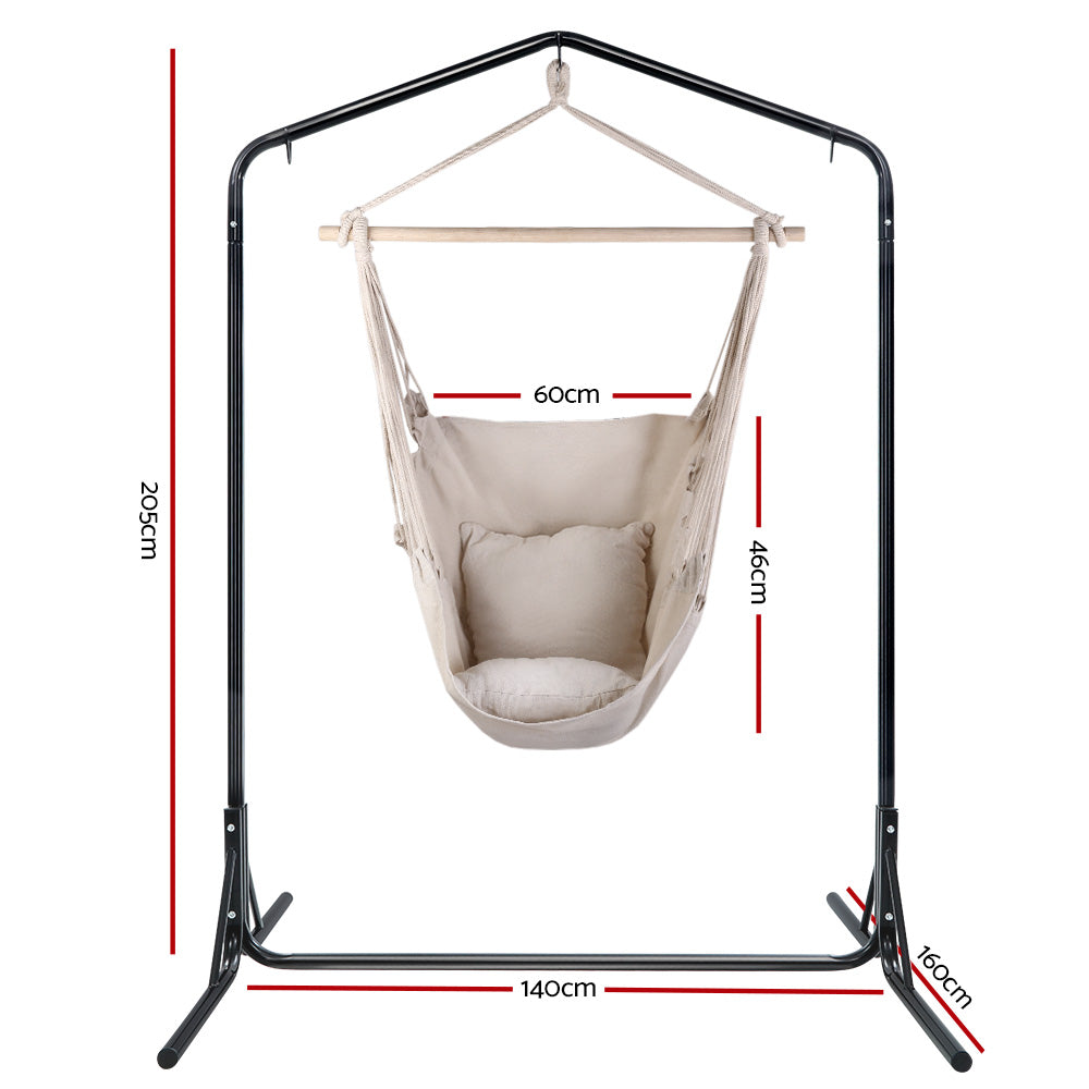 Stand dimension diagram: 160 cm deep, 140 cm wide and 205 cm high.