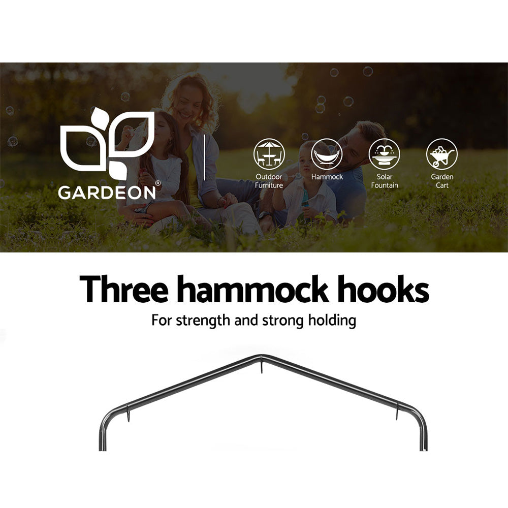 Supplier diagram showing the three hanging hooks on the steel stand's top bar.