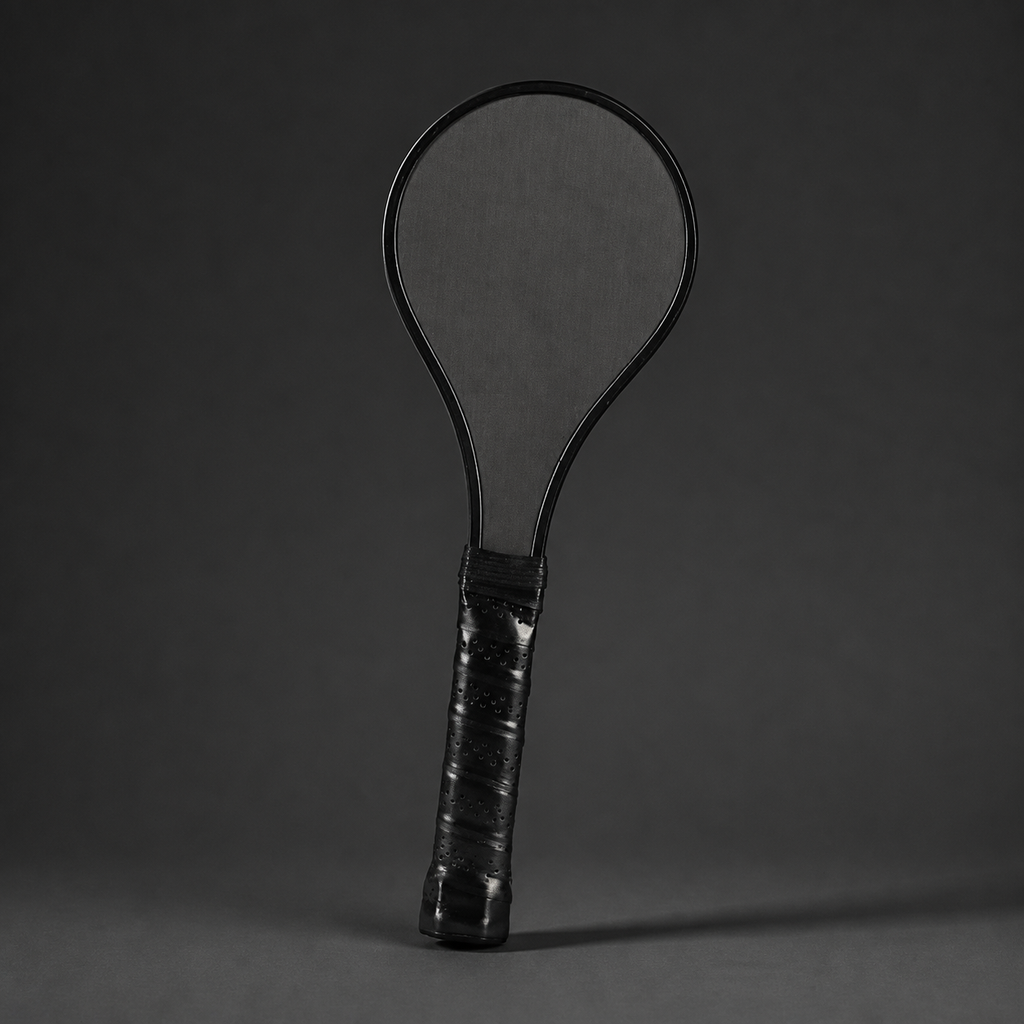 Black carbon fibre sweet-spot training paddle on a charcoal studio background