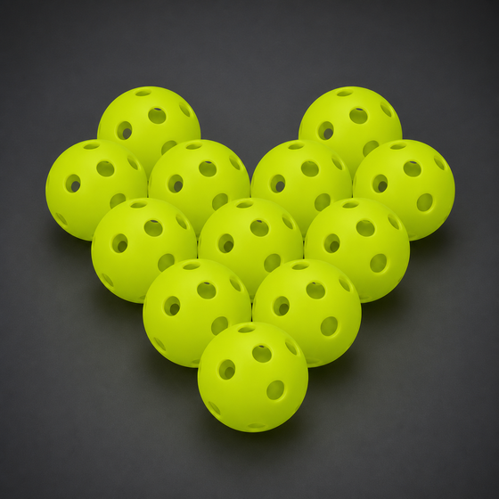 Indoor Pickleballs — 12-Pack, 26-Hole Fluorescent Green