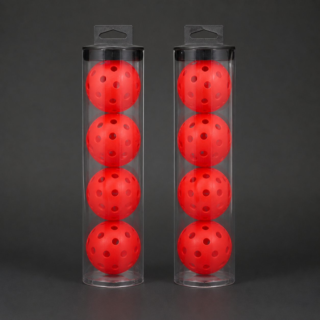 Red Outdoor Pickleballs with Carry Tubes — 8-Pack