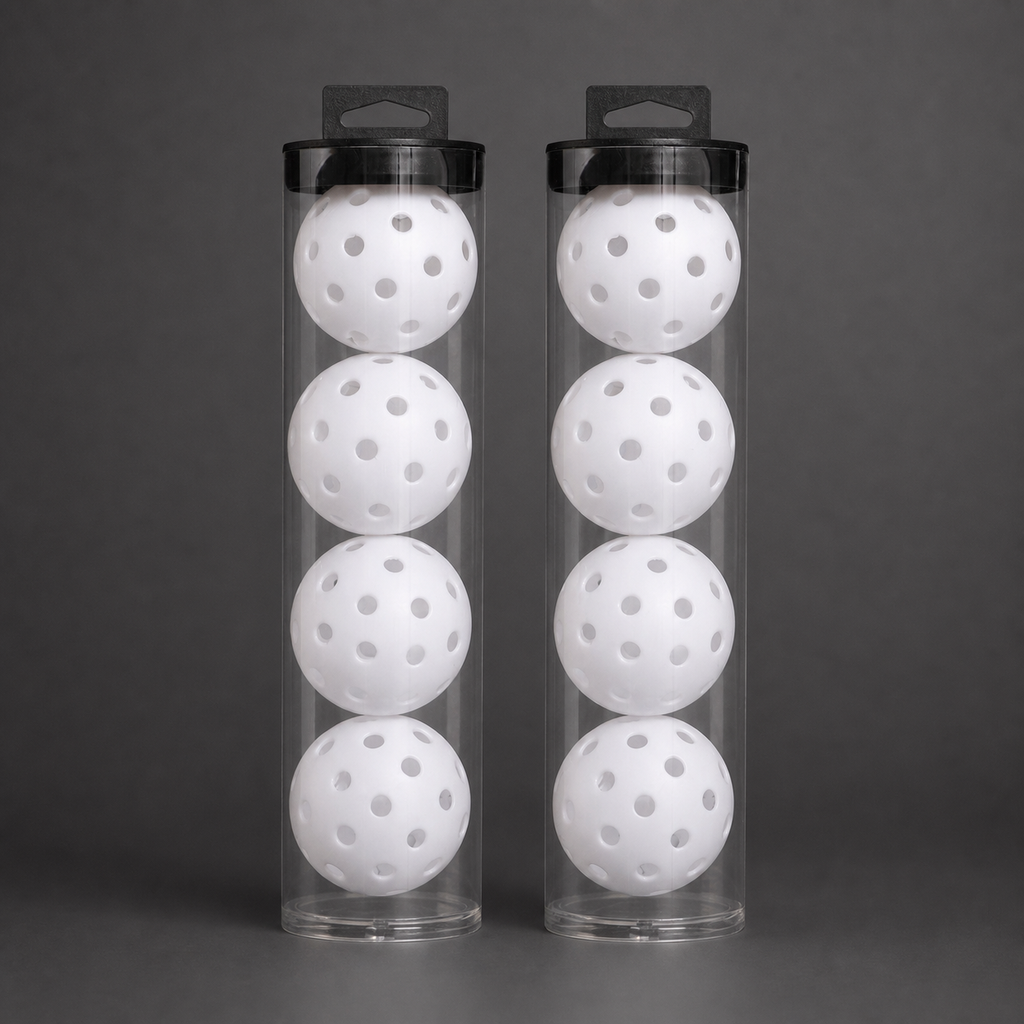 White Outdoor Pickleballs with Carry Tubes — 8-Pack