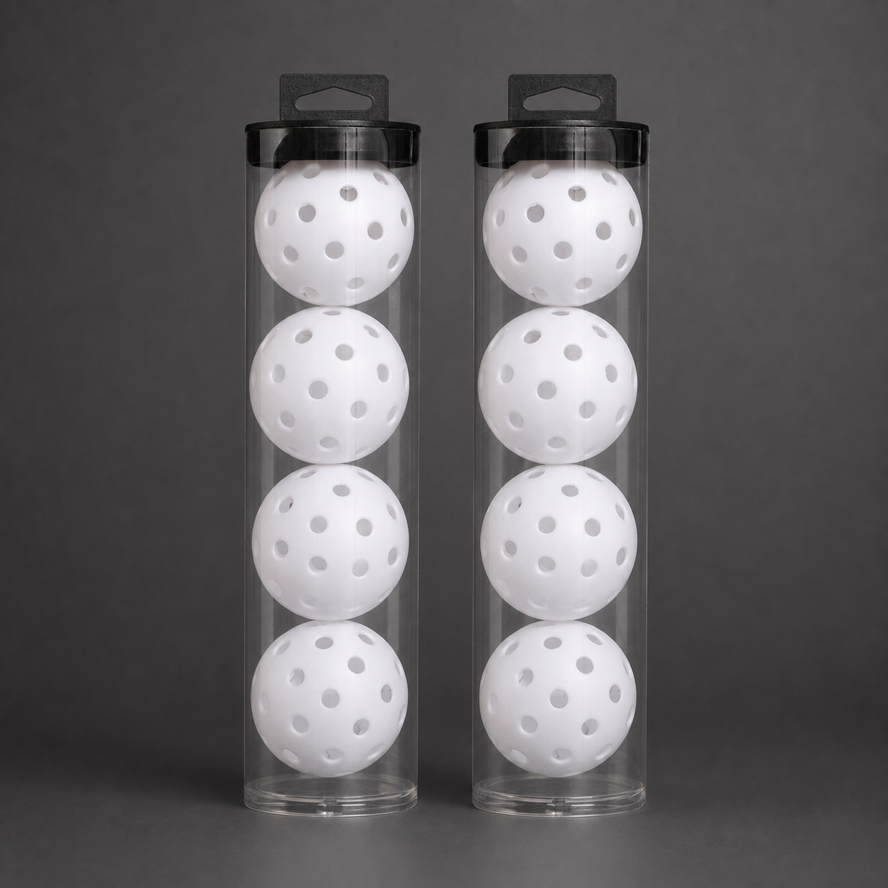 White Outdoor Pickleballs with Carry Tubes — 8-Pack