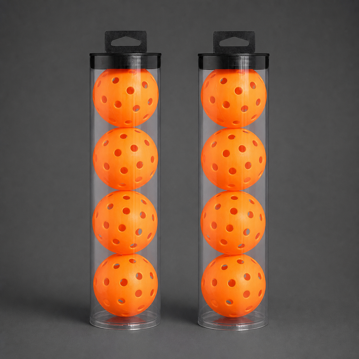 Orange Outdoor Pickleballs with Carry Tubes — 8-Pack