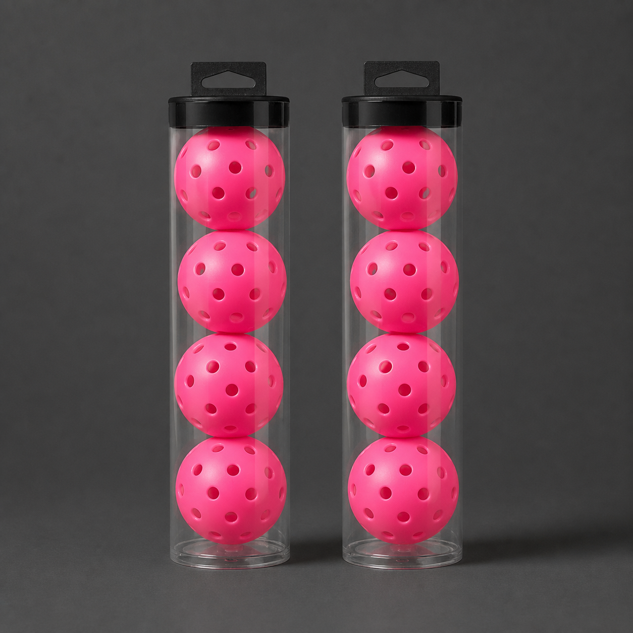 Pink Outdoor Pickleballs with Carry Tubes — 8-Pack