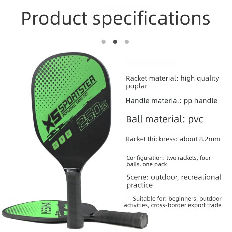 Red Wooden Pickleball Starter Set — 2 Paddles, 4 Balls & Carry Bag