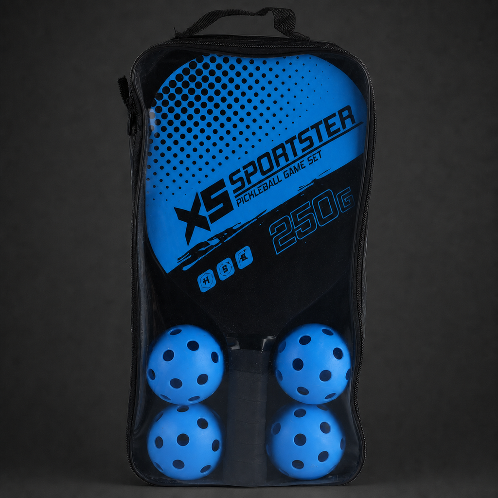 Blue Wooden Pickleball Starter Set — approved charcoal studio hero