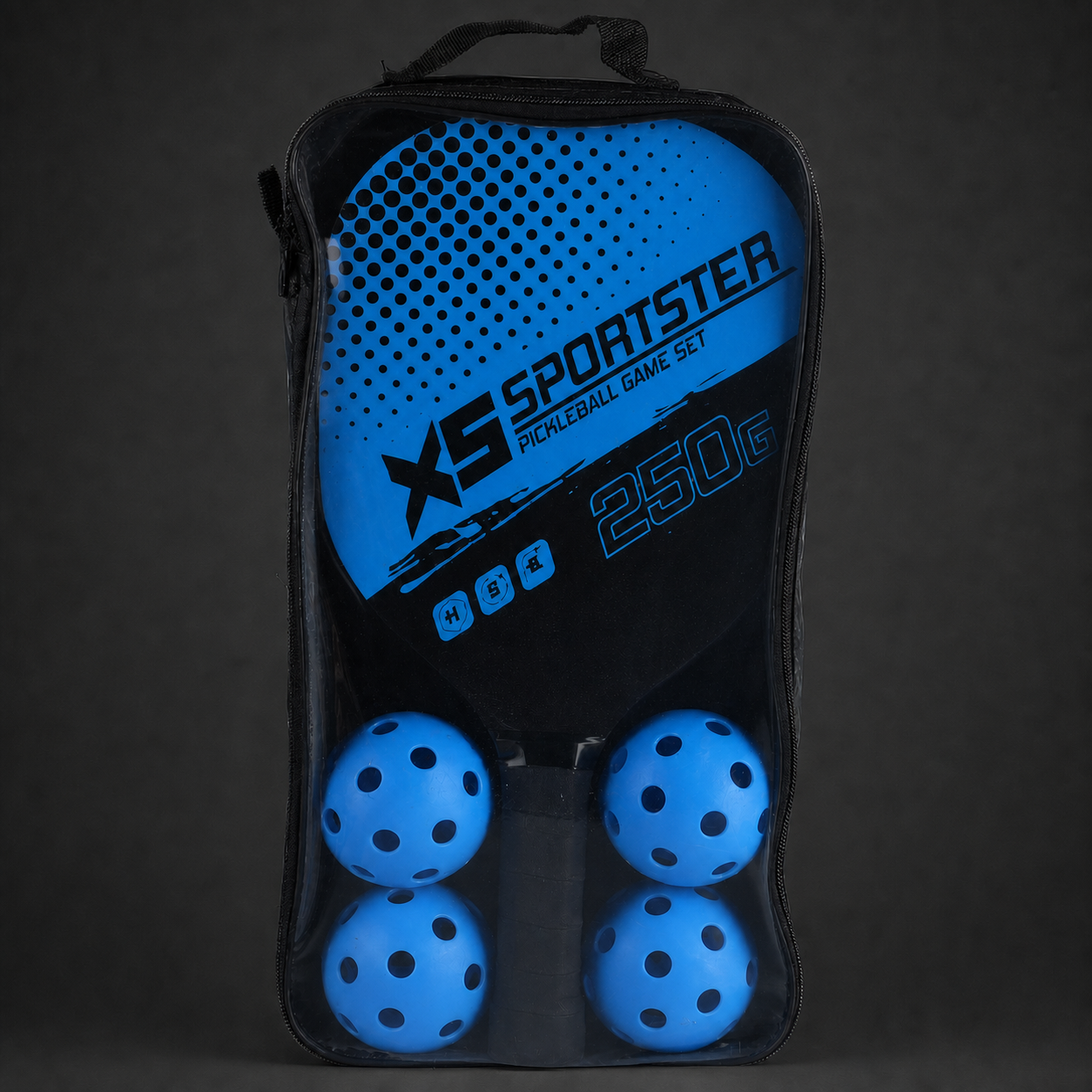 Blue Wooden Pickleball Starter Set — approved charcoal studio hero