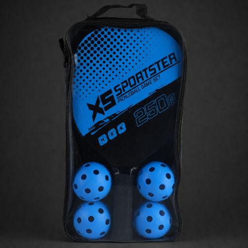 Blue Wooden Pickleball Starter Set — approved charcoal studio hero