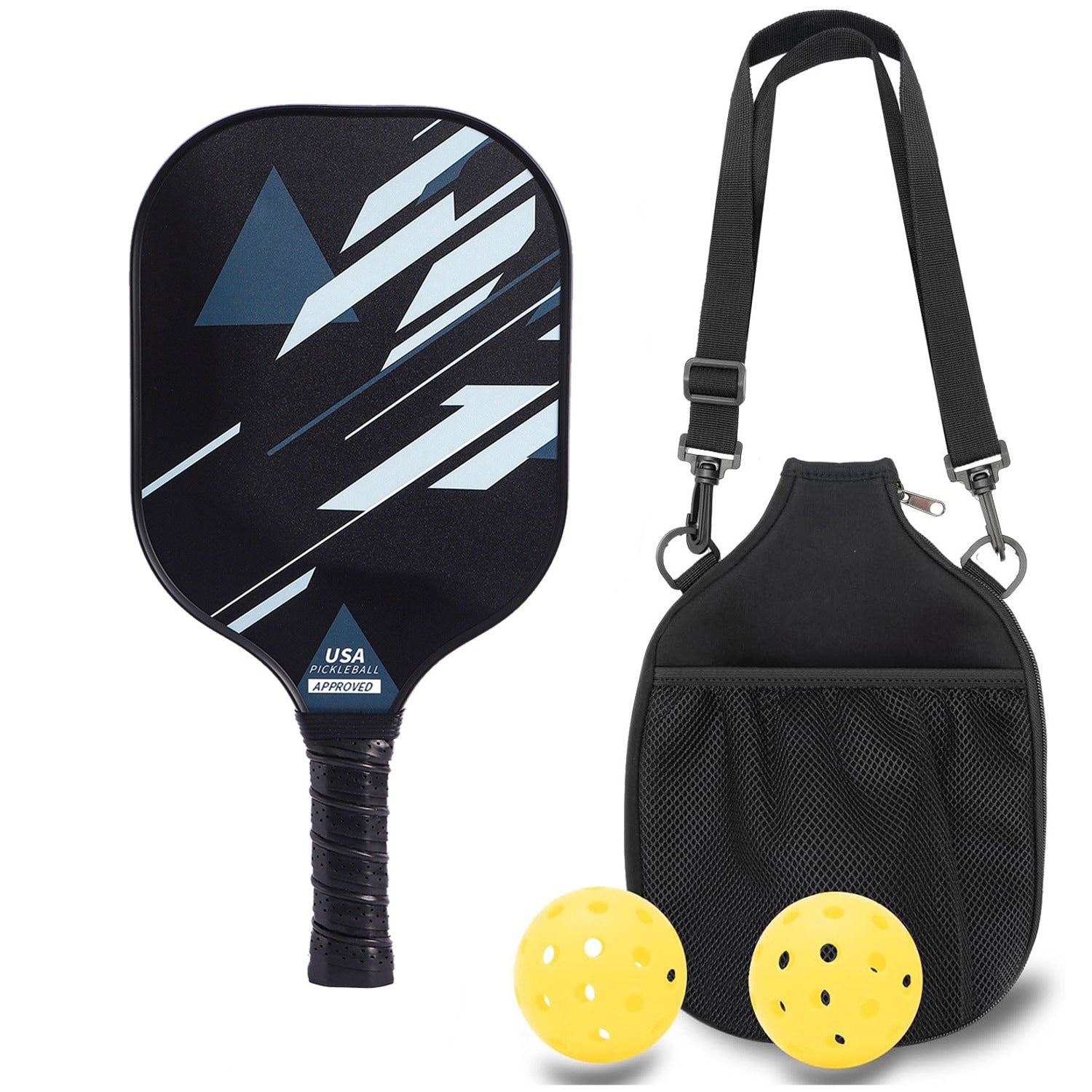 Carbon Fibre Pickleball Set — 2 Paddles, Outdoor Balls & Carry Bag