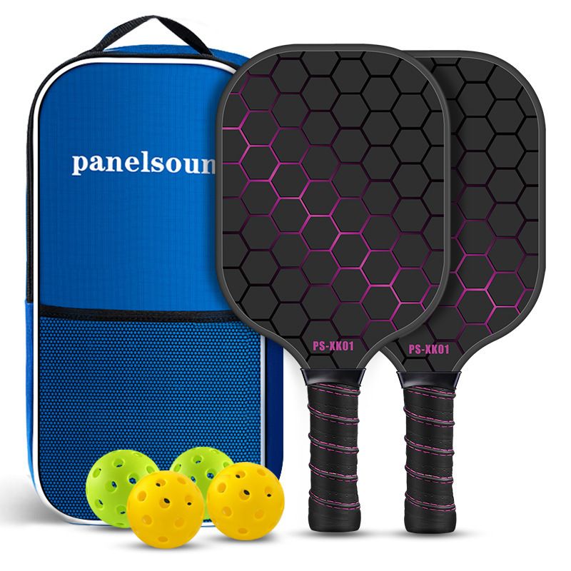 Black & Pink Lightweight Fibreglass Starter Set — 2 Paddles, 4 Balls & Bag