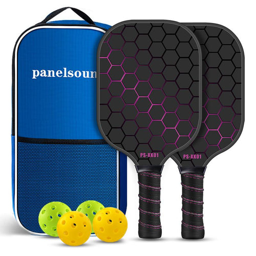 Black & Pink Lightweight Fibreglass Starter Set — 2 Paddles, 4 Balls & Bag