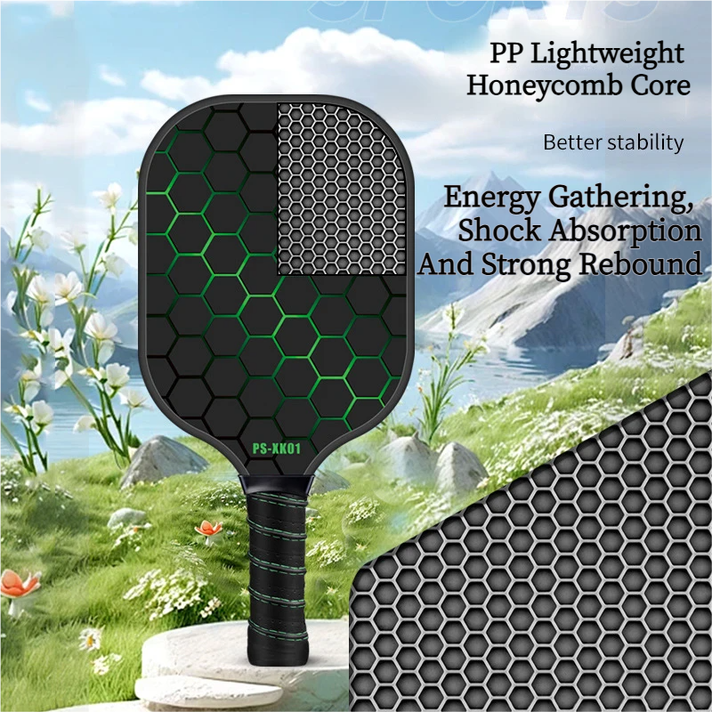 Black & Green Lightweight Fibreglass Starter Set — 2 Paddles, 4 Balls & Bag