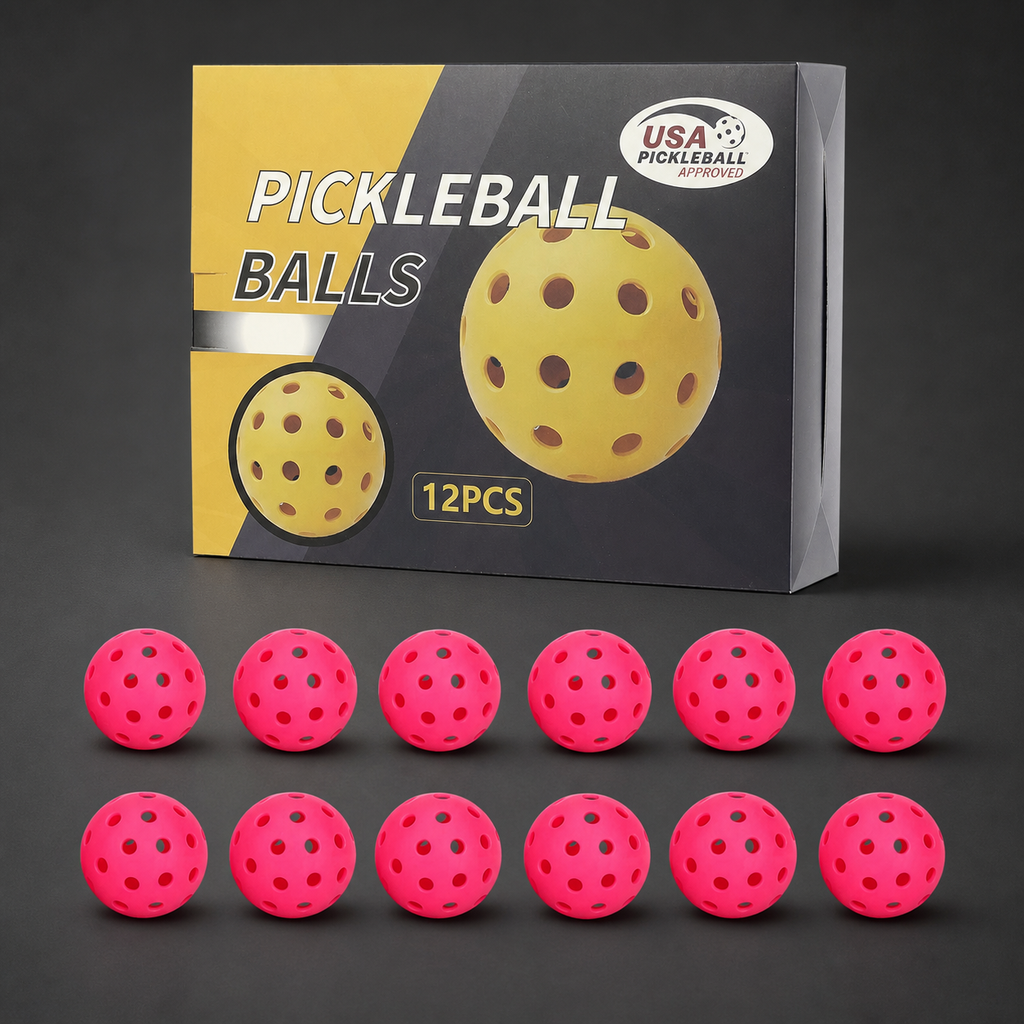 Rose Red 12-Pack Outdoor Pickleballs — approved charcoal studio hero