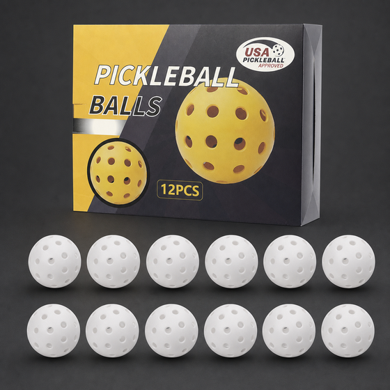 White 12-Pack Outdoor Pickleballs — approved charcoal studio hero