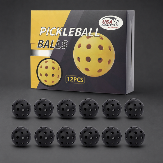 Black 12-Pack Outdoor Pickleballs — approved charcoal studio hero