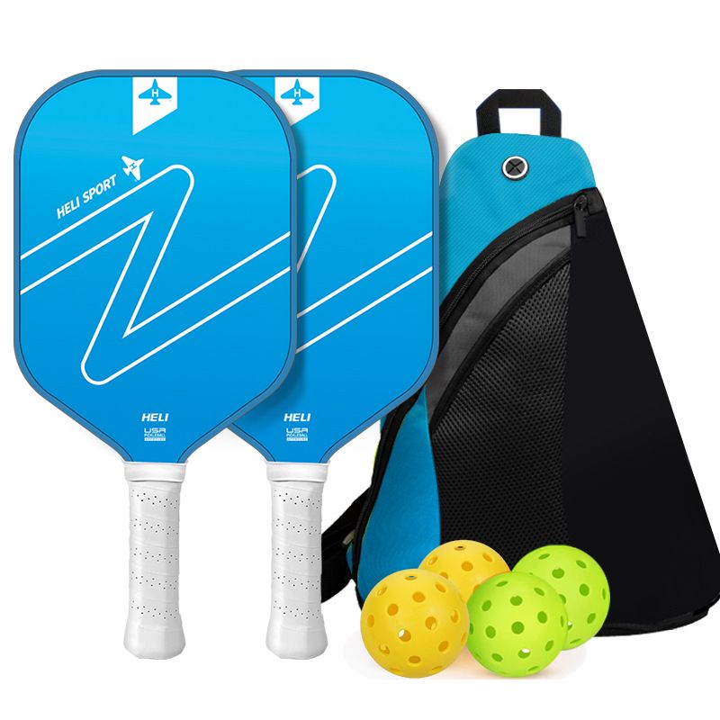 Gradient Blue Fibreglass Pickleball Starter Set — 2 Paddles, 4 Balls & Case