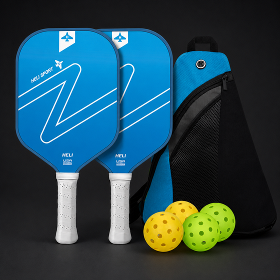 Gradient Blue Fibreglass Pickleball Starter Set — approved charcoal studio hero