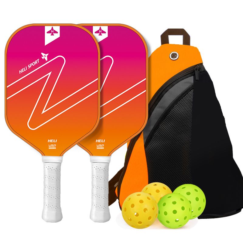 Gradient Orange Fibreglass Pickleball Starter Set — 2 Paddles, 4 Balls & Case