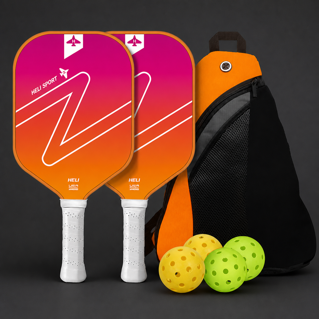Gradient Orange Fibreglass Pickleball Starter Set — approved charcoal studio hero