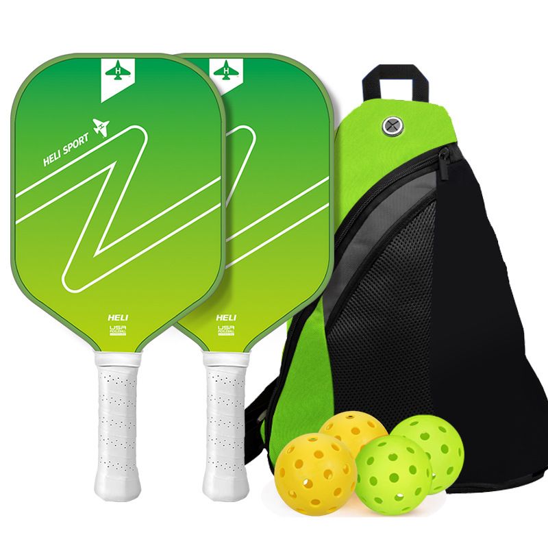 Gradient Green Fibreglass Pickleball Starter Set — 2 Paddles, 4 Balls & Case