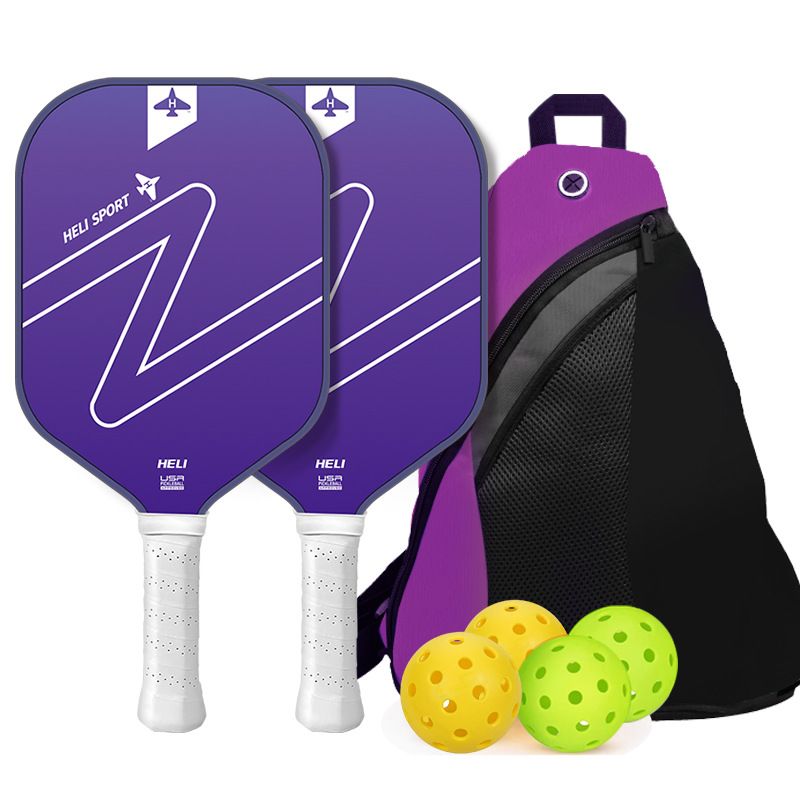 Gradient Purple Fibreglass Pickleball Starter Set — 2 Paddles, 4 Balls & Case