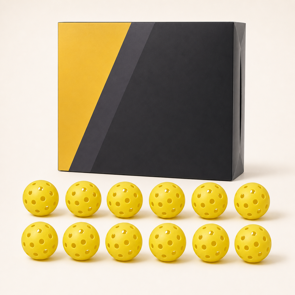 Yellow 12-Pack Outdoor Pickleballs — 40-Hole Training Balls