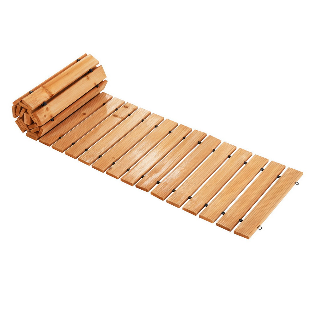 Gardeon 8FT Roll-Out Wooden Garden Pathway in Brown benefits infographic