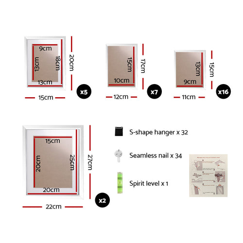 Artiss 30-piece white photo frame set detail closeup