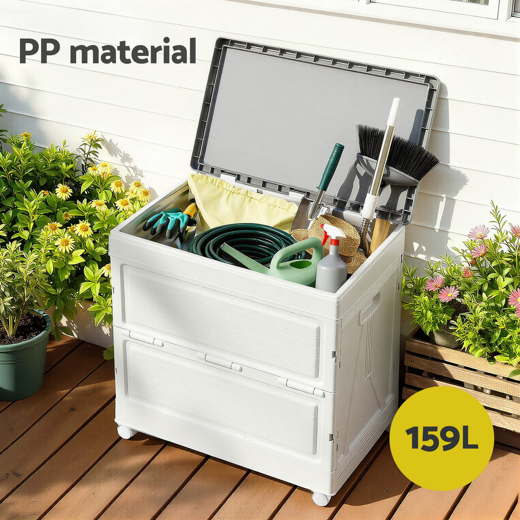 Gardeon 159L Foldable Storage Box with Wheels dimensions inclusions